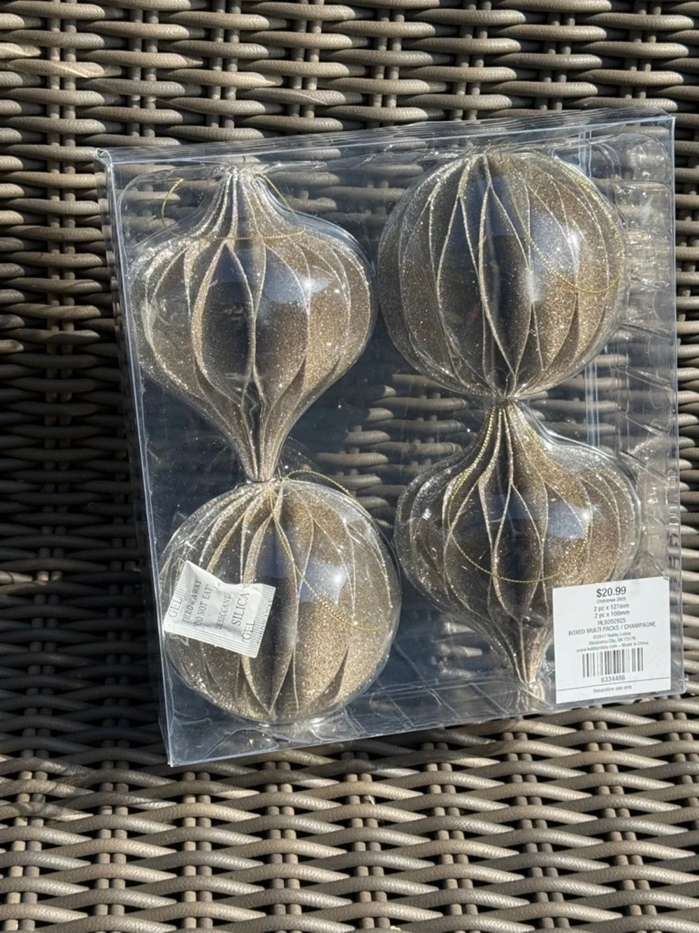 Gold Glitter Ornaments - Set of 4 - NWT